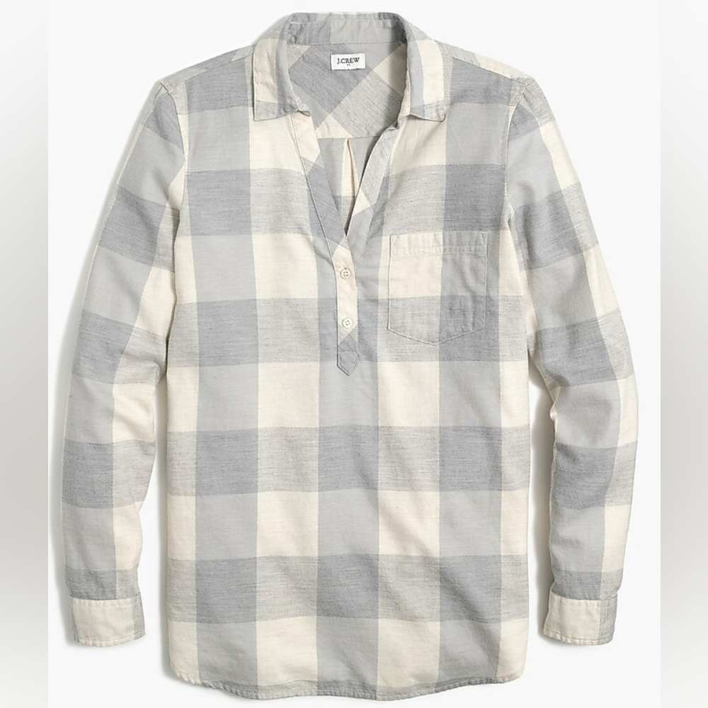 J.Crew Flannel Popover Henley in Boyfriend Fit - Women's S